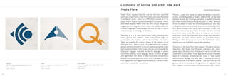 L a n d s c a p e o f S o rrow a n d o t h er n ew w o rk
                                                                                                                                                     Nadia Myre                                                                                                     text by David Garneau

                                                                                                                                                     Nadia Myre’s beaded Indian Act and her half birch bark, half        Myre is a poet who wants to make something trustworthy
                                                                                                                                                     aluminum canoe History in Two Parts (2002) are iconic Aboriginal    of text, something tactile, a tangible material that can be held
                                                                                                                                                     Canadian art works. Indian Act (1999-2002) consists of all 56       between thumb and forefinger, pieced by a needle, re-formed
                                                                                                                                                     pages of that federal statute transliterated into beads. White      and made mute to literal meaning and open to affect. Because
                                                                                                                                                     seed beads displace letters while red ones occupy the ground,       of the hundreds of hours she and her assistants put into hand
                                                                                                                                                     suggesting that the government’s words are racially ‘white’, the    crafting the Indian Act, her enterprise seems more transfiguration
                                                                                                                                                     colonist’s language. These passages can also be read as blanks,     than deconstruction, more loving than iconoclastic. It is as if she
                                                                                                                                                     mute absences punctuating red territory.                            wants to meticulously replace the old words with new ones but
                                                                                                                                                                                                                         is uncertain what to say. She wants to coax, not command—
                                                                                                                                                     Tempting as it is to read post-colonial ‘Indian’ meanings into      make over words into speechless texts. Images are speechless
                                                                                                                                                     every gesture First Nations’ artists make, Myre might be            texts; they are mute without viewers to give them tongue.
                                                                                                                                                     assumed to also express content beyond that one matrix.             Writing in white, these spaces are now fill-in-the-blanks where
                                                                                                                                                     Taken as a whole, the primary theme of her oeuvre is not            interlocutors can craft their appropriate meanings.
                                                                                                                                                     Aboriginal but a delicious and acid relationship with language,
                                                                                                                                                     people and environment. It is not just colonial prose that tastes   Of Journey of the Seven Fires, Myre explains, “this series borrows
                                                                                                                                                     both sweet and bitter to her tongue, but also (not knowing) the     ideas from the Seven Fires Prophesy Wampum Belt, which
                                                                                                                                                     Algonquin language, masculine words, the language of power,         speaks about the destruction of the earth if we do not shift from
                                                                                                                                                     of intimate relations, visual language, and so on. Myre struggles   materialism to spirituality.” These large pieces consist of beaded
                                                                                                                                                     with signification, the desire to mean but not be consumed, to      logos of “companies whose practices cause or have caused
                                                                                                                                                     express but not be taken only at her word. She seems to suffer      environmental damage and who have a dubious or difficult
                                                                                                                                                     from logophobia and logophillia simultaneously: a drive to speak    relationship with First Nations people.” Like the Indian Act, the
     Cameco,                                         Alcan,                                          Hydro-Québec,                                   and a fear of saying the wrong thing.                               gesture is time consuming and loving, a form of magical thinking
     de la série Journey of the Seventh Fire, 2008   de la série Journey of the Seventh Fire, 2009   de la série Journey of the Seventh Fire, 2008                                                                       that imagines a transformation of consciousness and a better
     Perles sur toile                                Perles sur toile                                Perles sur toile
     144 x 144 cm                                    144 x 144 cm                                    144 x 144 cm


10                                                                                                                                                                                                                                                                                             11
 