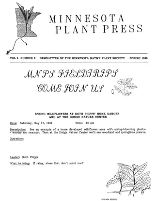 Spring 1986 Minnesota Plant Press