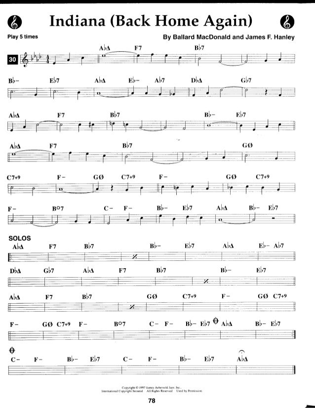 vol 84 dominant seventh workout back home again in indiana sheet music