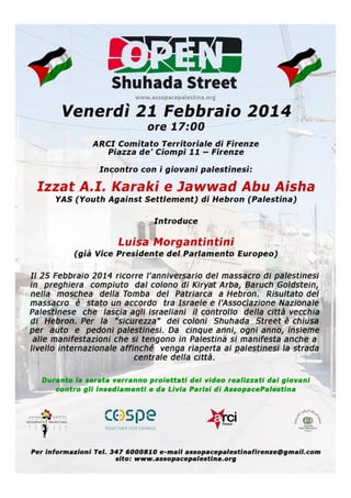 Firenze programma open shuhada street 21 febbraio