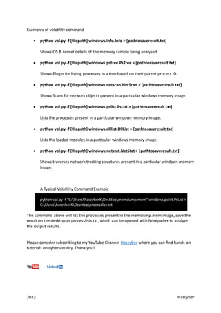 Volatility Commands for Basic Malware Analysis- Descriptions and ...