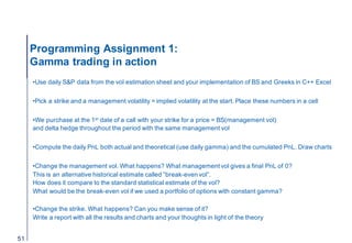 Programming Assignment 1:
Gamma trading in action
•Use daily S&P data from the vol estimation sheet and your implementatio...