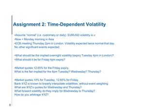 Assignment 2: Time-Dependent Volatility
•Assume “normal” (i.e. customary or daily) EURUSD volatility is 
•Now = Monday mo...