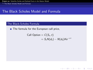 Volatility Smiles and Stylised Facts in the Heston Model | PDF