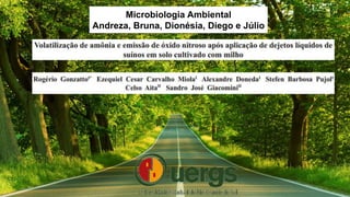 Microbiologia Ambiental
Andreza, Bruna, Dionésia, Diego e Júlio
 