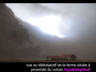 vue au téléobjectif de la ferme située à proximité du volcan  Eyjafjallajökull 