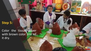 Step 5:
Color the tissue paper
with brown color and let
it dry.
 