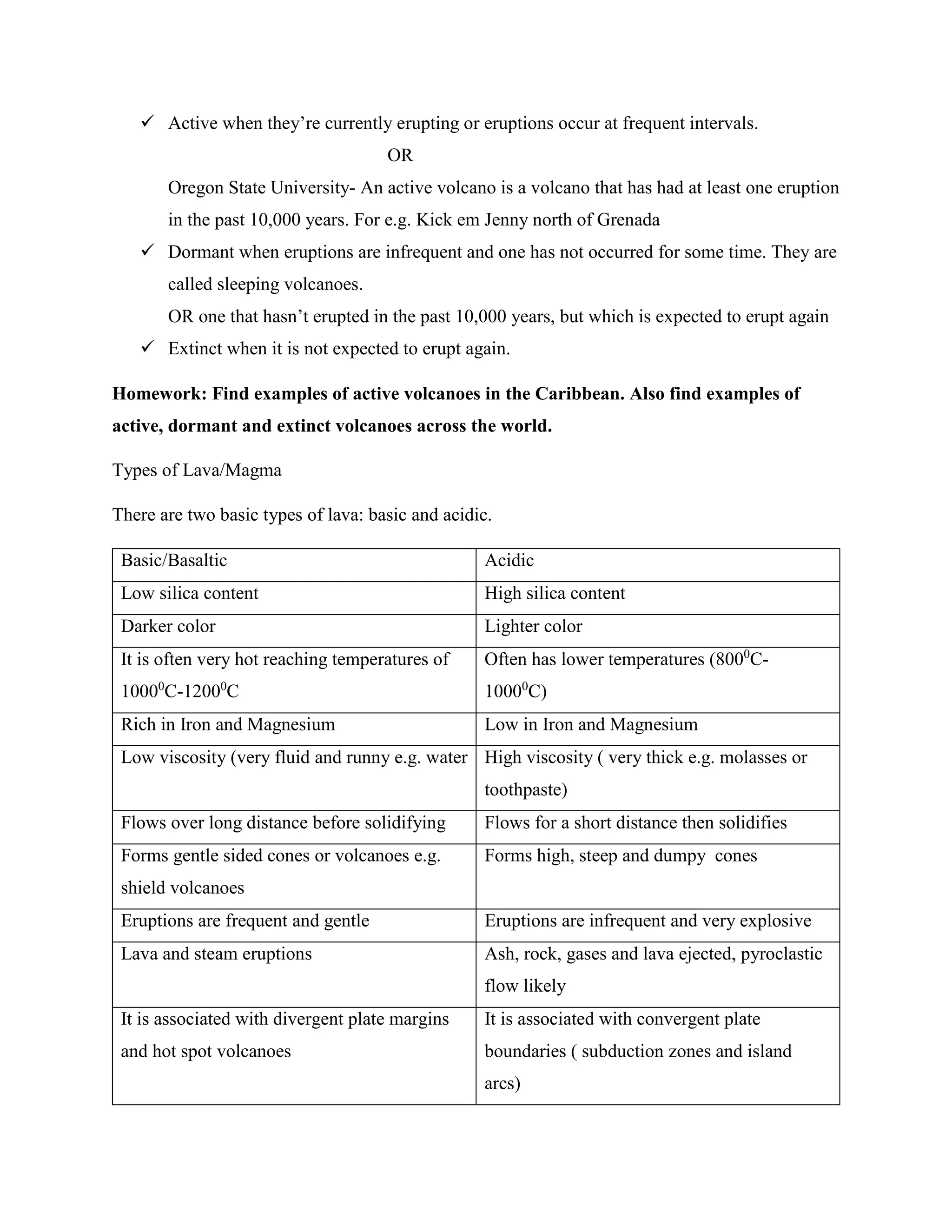 Volcanoes- CSEC GEOGRAPHY | PDF