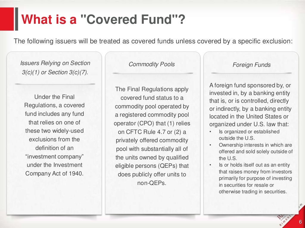 Volcker rule funds provisions impact on asset managers