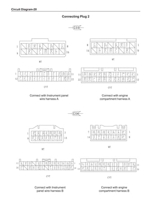 Circuit Diagram-20
Connecting Plug 2
Connect with Instrument panel
wire harness A
Connect with engine
compartment harness A
Connect with Instrument
panel wire harness B
Connect with engine
compartment harness B
 