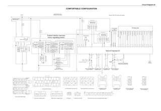 Circuit Diagram-33
Louver
Louver ECU
OPEN
Pin Pin
Up
Left
Left
OFF
OFF
Right
Right
Down
Right motor for
adjusting mirror surface
Left motor for
adjusting mirror surface
Position Position
Pin
Position
Reset
Fold
Louver
switch
Fold
switch
Mirror
surface
adjusting
switch
Right
fold
motor
Left
fold
motor
Left
and
right
changeover
switch
Middle
CLOSE
Back light which come from
position light switch
Outer rearview mirror
switching control system Receiver, DVD, GPS, audio control system
DVD display screen
ReceiverandCDintegralplayer(DVD)
Left front middle base
tone loudspeaker
Connect with reversing light
switch/reversing light relay
Left high pitch
loudspeaker
Luxury reading
lamp
Microphone
Blue tooth model
Wire control mode
Spiral
coil
Vehicle
speed
input
which
come
from
instrument
Audio
signal
Audio
signal
Reverse
inspection
Main
screen
GND
Main
screen
Main
screen
Video
Video
Touch
screen
Touch
screen
Touch
screen
Touch
screen
Main
screen
communication
776-TXD
Main
screen
communication
776-TXD
Main
screen
reset
GPS
line-field
V
GPS
signal
ground
GPS
signal
ground
GPS
line-field
H
GPS
-B
signal
GPS
-R
signal
GPS
-G
signal
Left switch on
steering wheel
Printed antenna
Right high pitch loudspeaker
Loud speaker on left
separate board
Right front middle base
tone loudspeaker
Loud speaker on right
separate board
Antennafier
Spiral
coil
Right switch on
steering wheel
T
F
T
.
C
V
B
S
G
N
D
S
Y
S
.
5V
12
V
.
H
G
GPS
antenna
Connect with DVD player
Left switch on steering wheel Right switch on steering wheel Microphone Connect with DVD MIC
Rear outside electric rear view mirror
Connect with rear view mirror adjusting switch (white)
Left front middle base
tone loudspeaker
Right front middle base
tone loudspeaker
Loud speaker on left
separate board
Loud speaker on right
separate board
Connect with CD/DVD player
Left outer electric rear view mirror
Exterior electric rearview
mirror regulating switch
Comfortable configuration
 