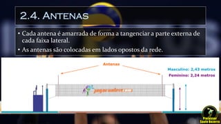 2.4. Antenas
• Cada antena é amarrada de forma a tangenciar a parte externa de
cada faixa lateral.
• As antenas são colocadas em lados opostos da rede.
 