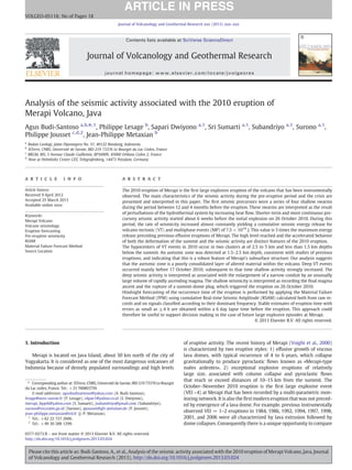 Seismic Analysis and Forecasting of the 2010 Merapi Volcano Eruption in ...