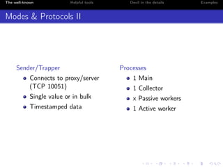 The well-known Helpful tools Devil in the details Examples
Modes & Protocols II
Sender/Trapper
Connects to proxy/server
(T...