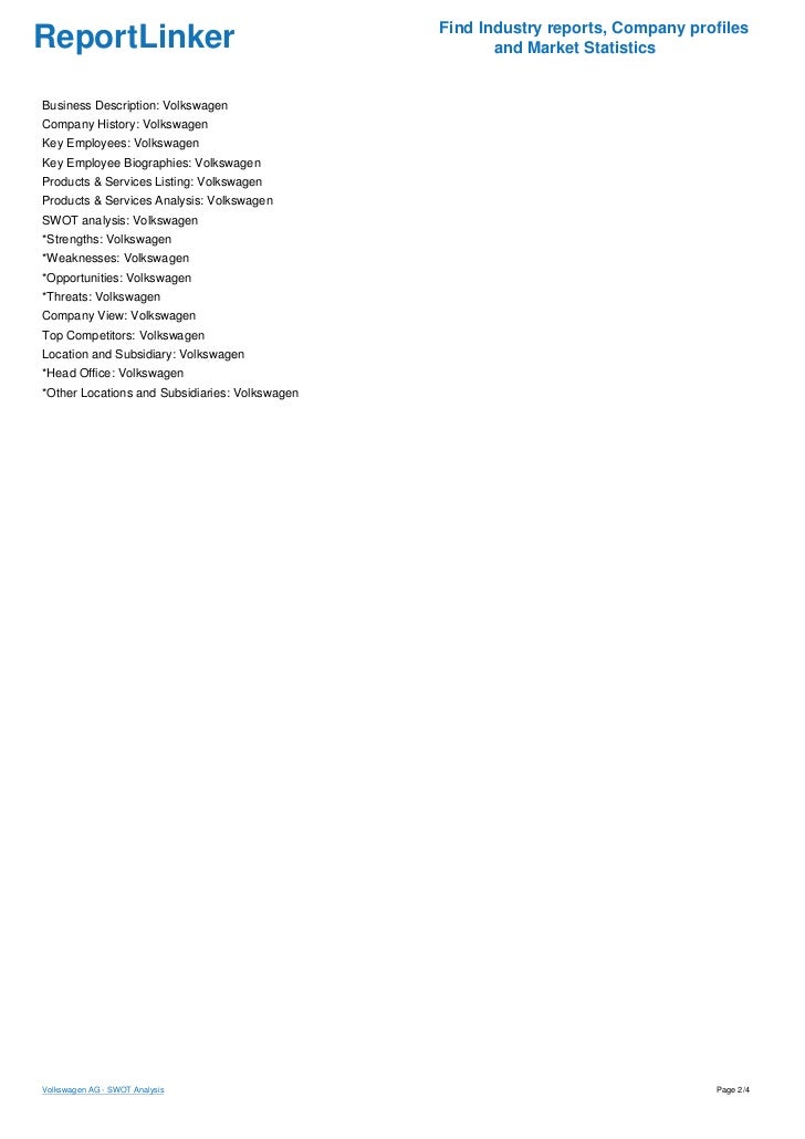 Swot анализ volkswagen
