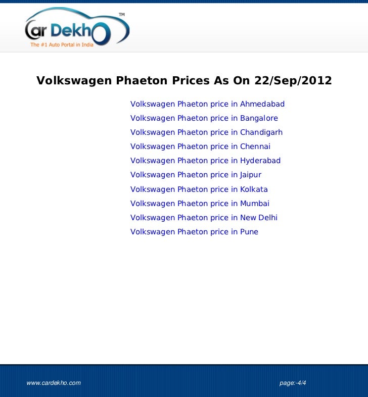 Volkswagen Phaeton Price 21sep2012