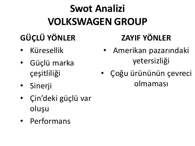 Swot анализ volkswagen