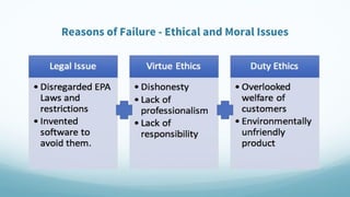 Reasons of Failure - Ethical and Moral Issues
 