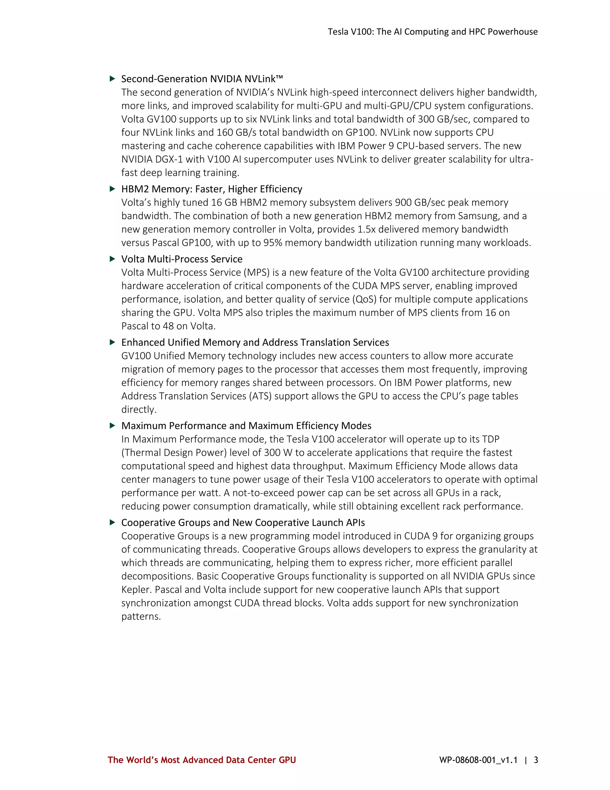 NVIDIA Tesla V100 GPU Architecture Whitepaper : NOTES | PDF