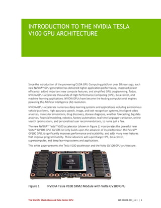 NVIDIA Tesla V100 GPU Architecture Whitepaper : NOTES | PDF