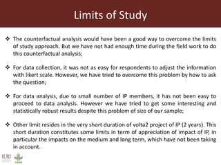 Impact assessment of Volta2 innovation platforms on improvement of crop and livestock productions in four villages of Yatenga province, northern Burkina Faso