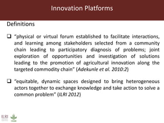 Impact of innovation platforms on marketing relationships: The case of Volta Basin integrated crop-livestock value chains in northern Ghana
