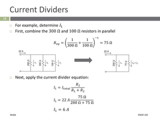 Curent Divider Example Problems Fundamentals of Voltage and Current Dividers in Engineering Circuits | PDF