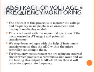 Voltage & frequency monitoring through lcd | PPT
