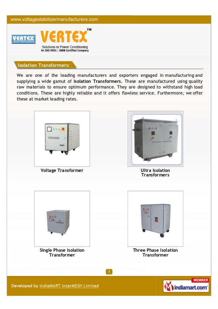 Vertex Power Solutions Pvt Ltd, Bangalore, isolation transformers
