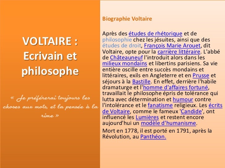 Biographie De Voltaire En 10 Lignes