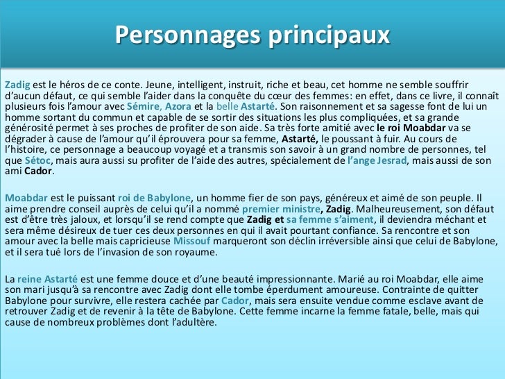 zadig de voltaire personnages
