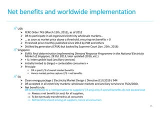 Net benefits and worldwide implementation
∥USA
Ø FERC Order 745 (March 15th, 2011), as of 2012
Ø DR to participate in all ...