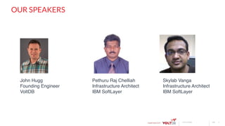 page© 2015 VoltDB
OUR SPEAKERS
John Hugg
Founding Engineer
VoltDB
2
Pethuru Raj Chelliah
Infrastructure Architect
IBM SoftLayer
Skylab Vanga
Infrastructure Architect
IBM SoftLayer
 