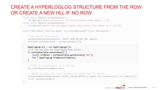 © 2015 VoltDB PROPRIETARY
CREATE A HYPERLOGLOG STRUCTURE FROM THE ROW
OR CREATE A NEW HLL IF NO ROW
44
 