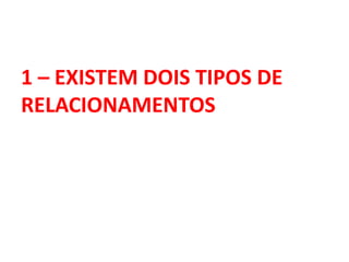 1 – EXISTEM DOIS TIPOS DE
RELACIONAMENTOS
 