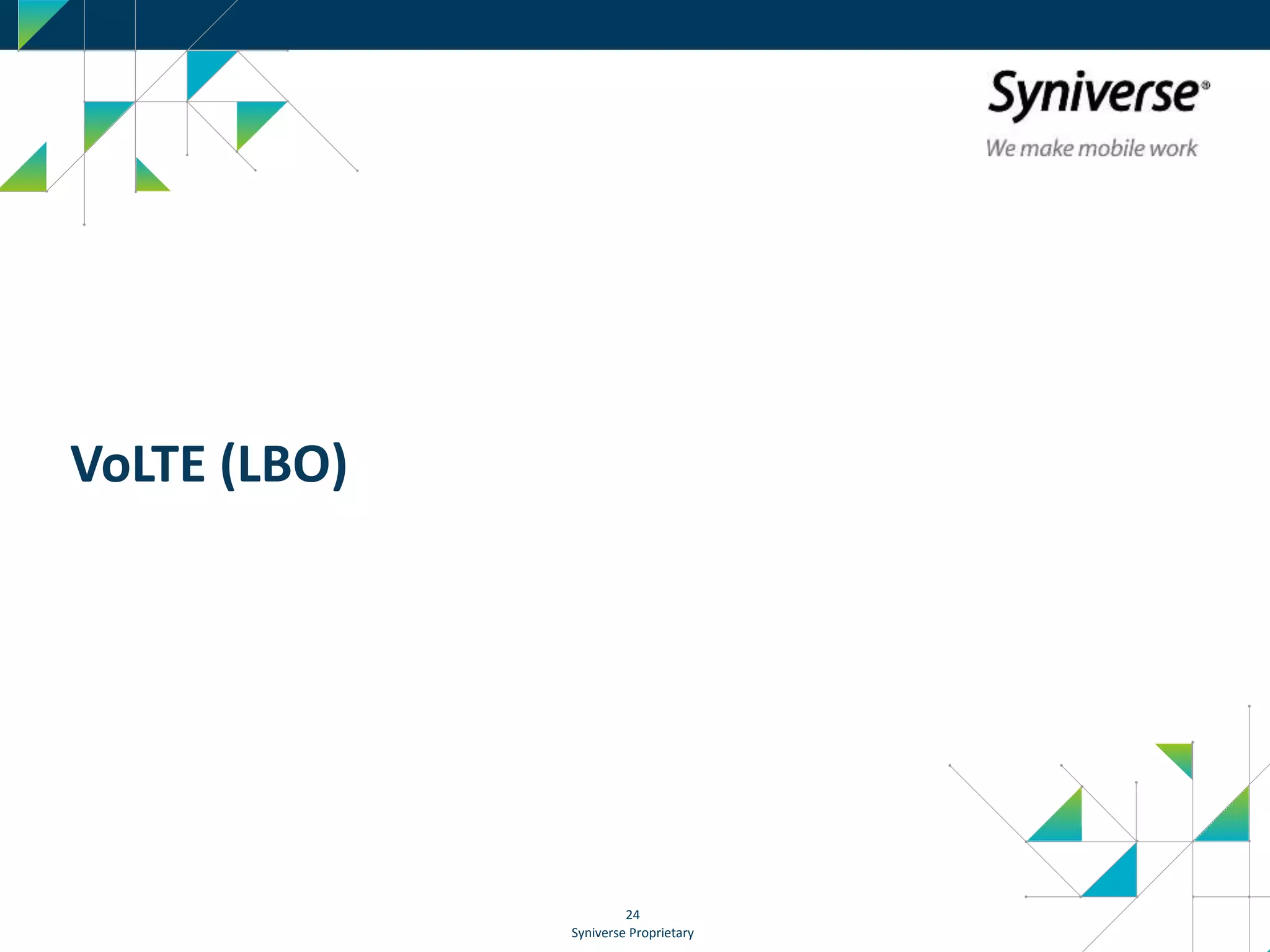 Syniverse Proprietary
24
VoLTE (LBO)
 