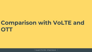 Copyright © TELCOMA. All Rights Reserved
Comparison with VoLTE and
OTT
 