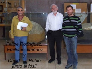 Felipe Rodríguez,
Emiliano Jiménez
         y
 David      Rubio
   junto al fósil
 