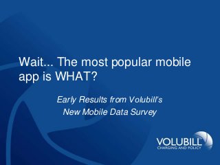 Wait... The most popular mobile
app is WHAT?
Early Results from Volubill’s
New Mobile Data Survey
 