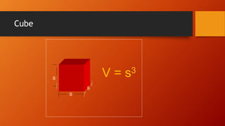 Cube
V = s3
S
S
S
 