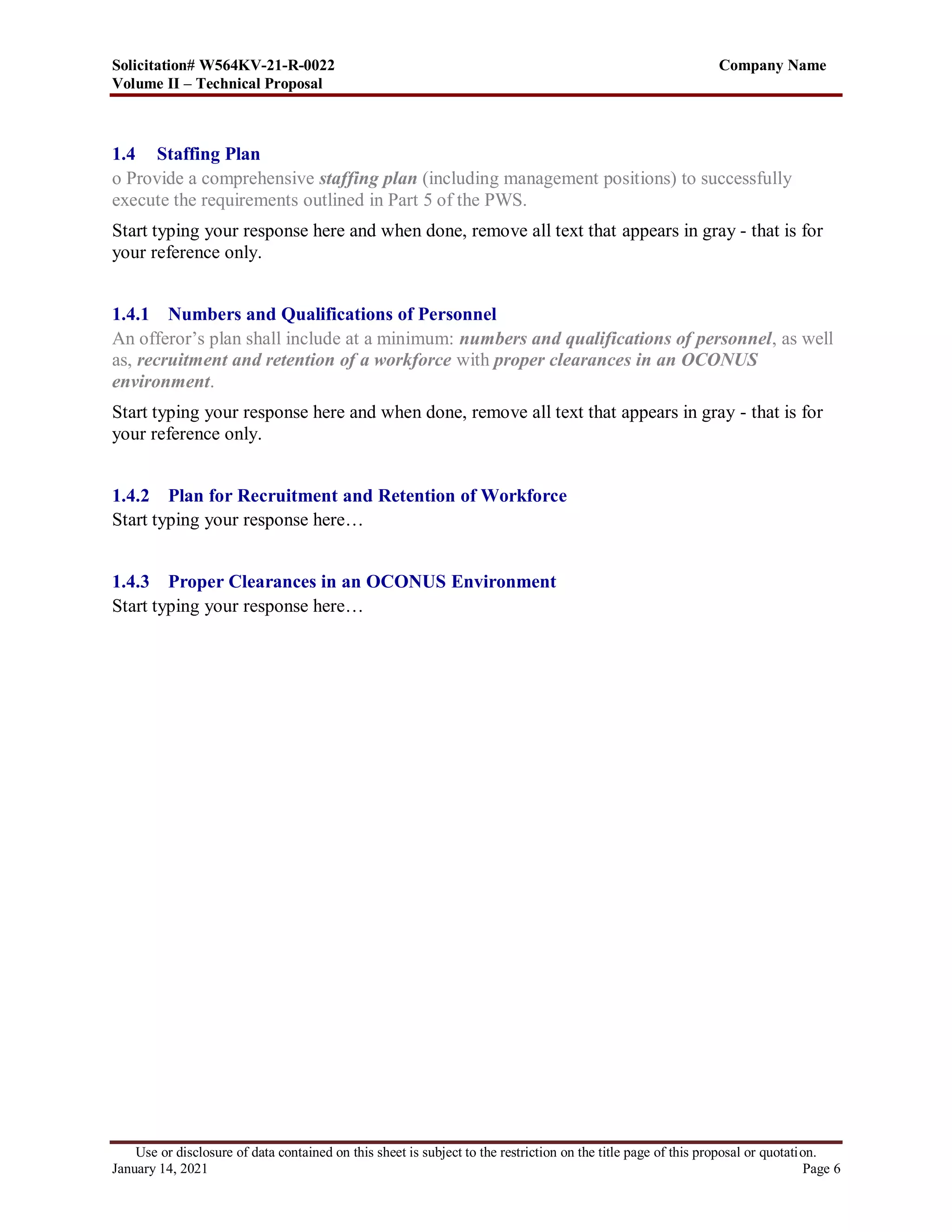 Volume II technical proposal | PDF