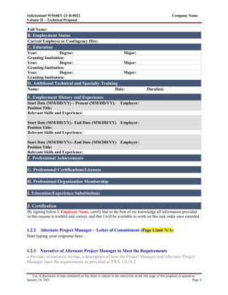 Volume II technical proposal | PDF