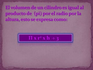 Π x r2 x h ÷ 3
 