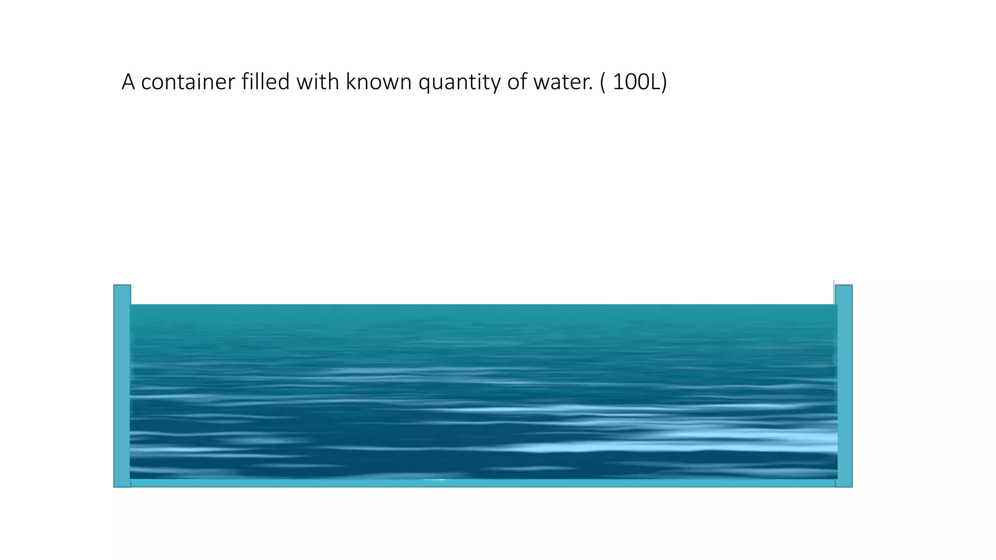 A container filled with known quantity of water. ( 100L)
 