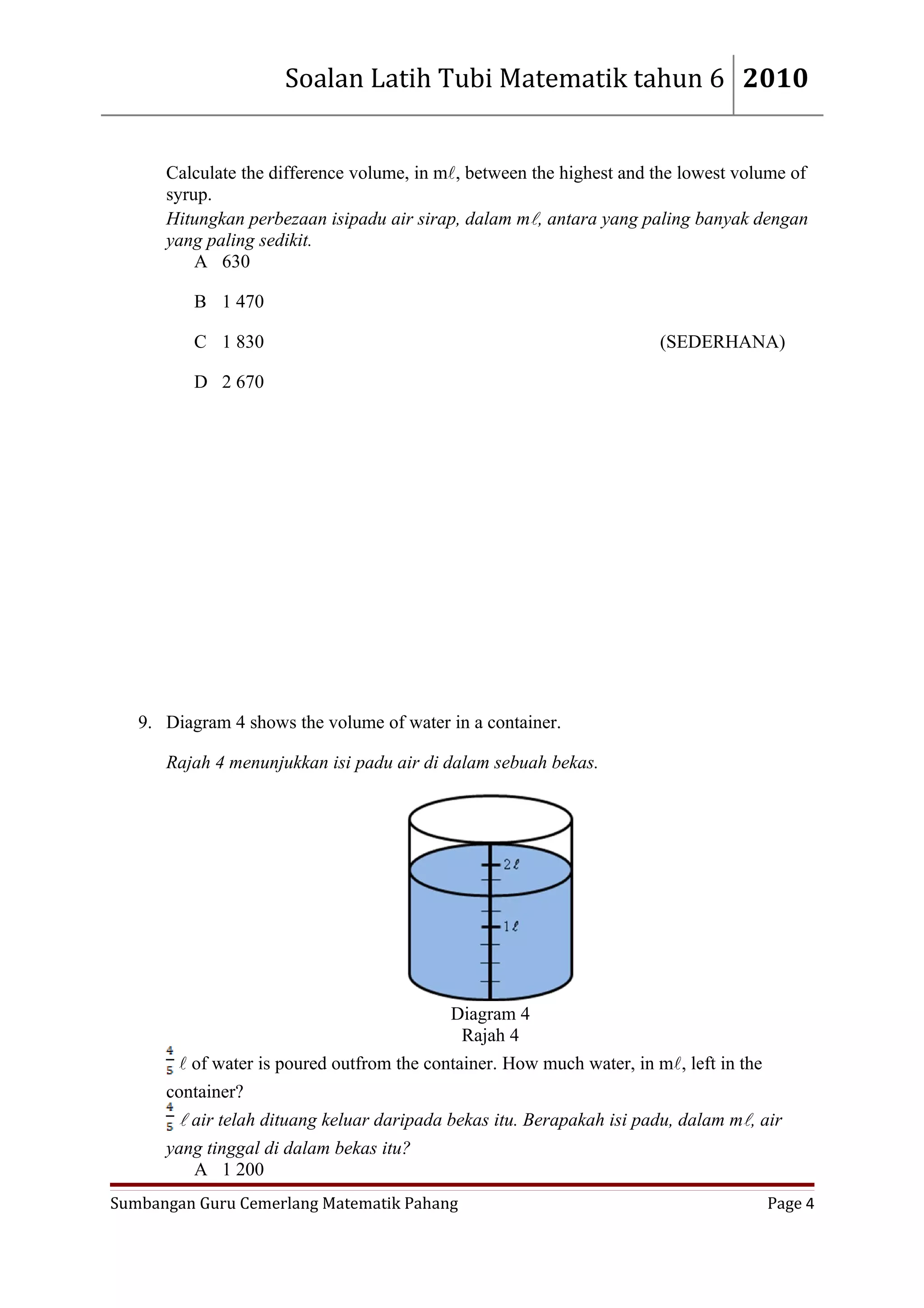 Volume of liquid sumbangan cikgu latifah binti abu bakar sk rompin | DOC