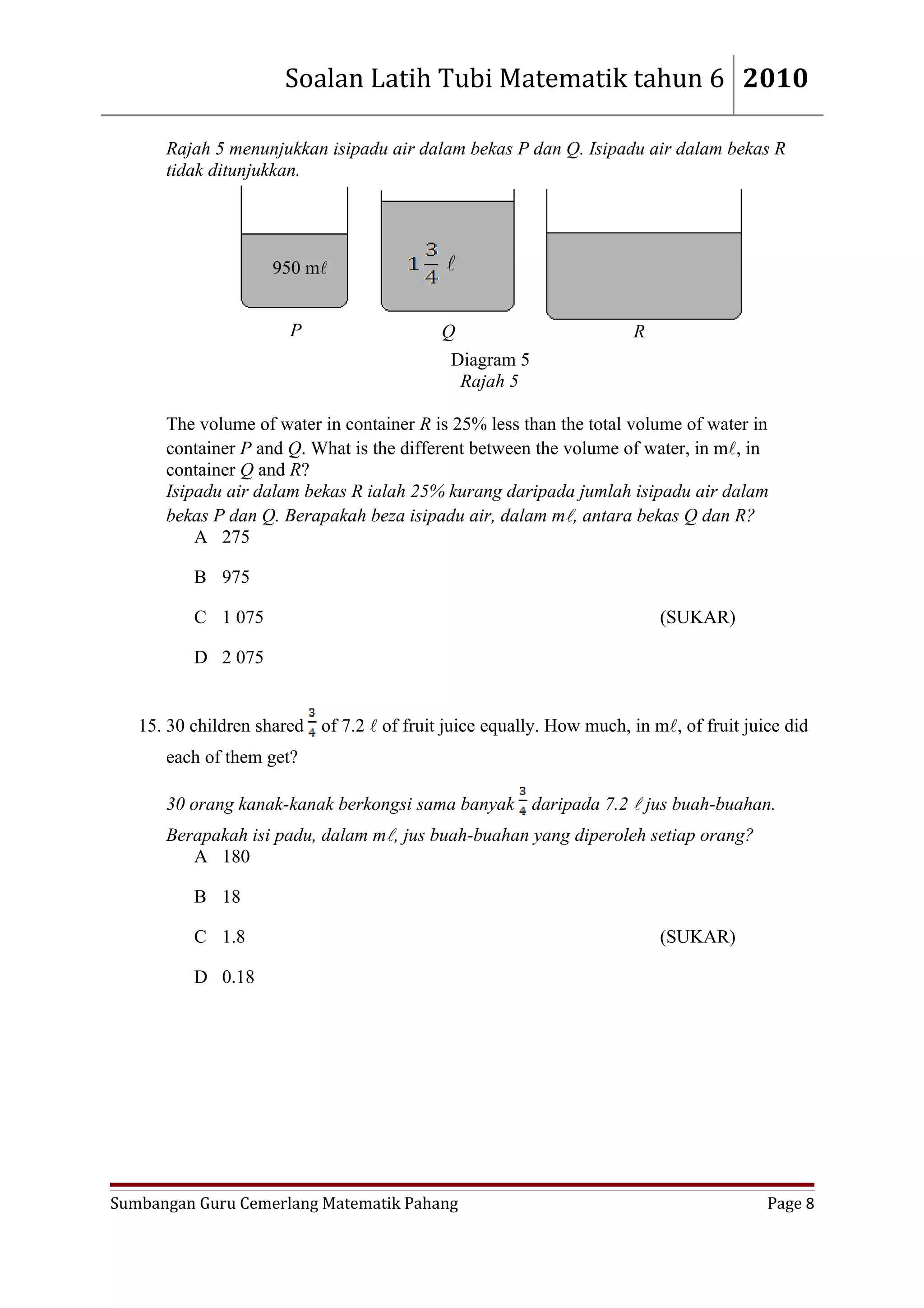 Volume of liquid sumbangan cikgu latifah binti abu bakar sk rompin | DOC