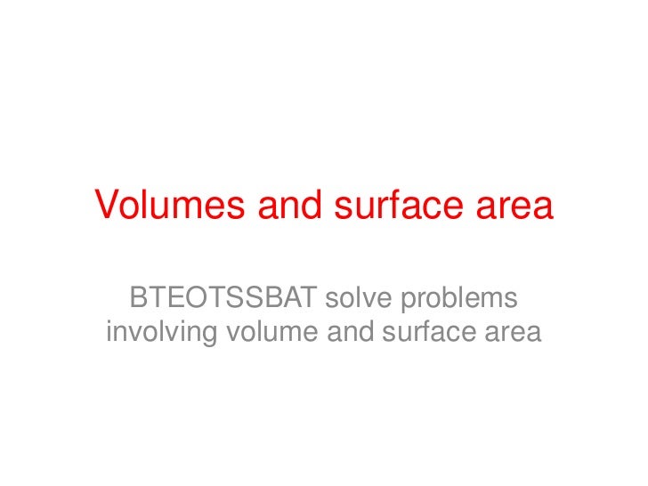 volumes and surface area surface area problems