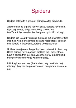 Spiders Report