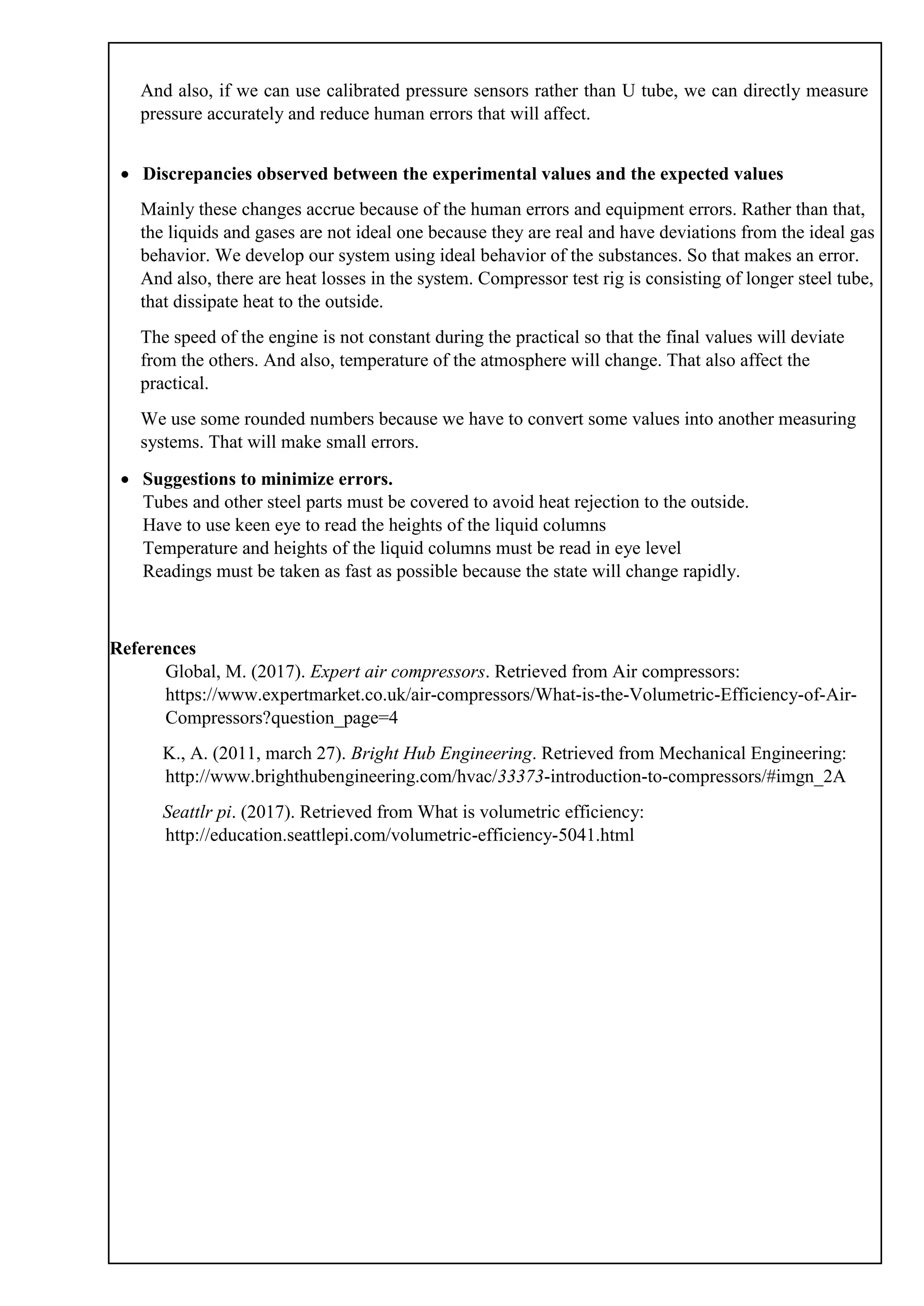 Volumetric efficient of a compressor | PDF