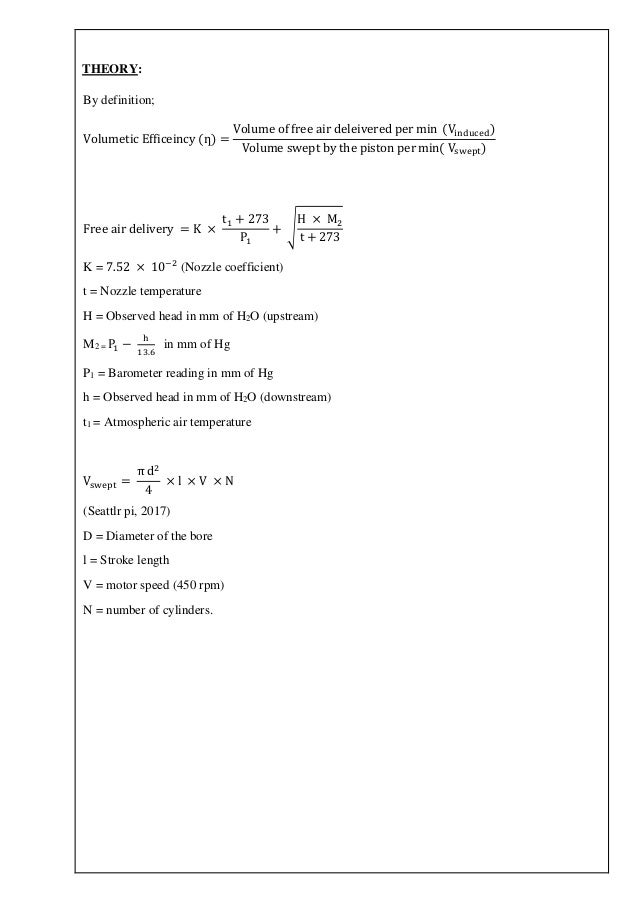 Volumetric efficient of a compressor
